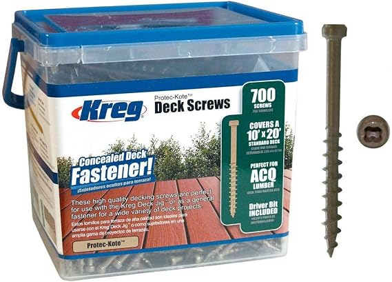 Kreg SDK-C2W-700 Protec Kote Deck Screws 2-Inch, #8 Coarse Thread, Compact Head (700 Count)