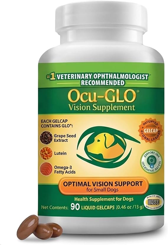 Ocu-GLO Canine Vision Supplement for Small Dogs 10 lb and Under-90 Liquid Gel Caps