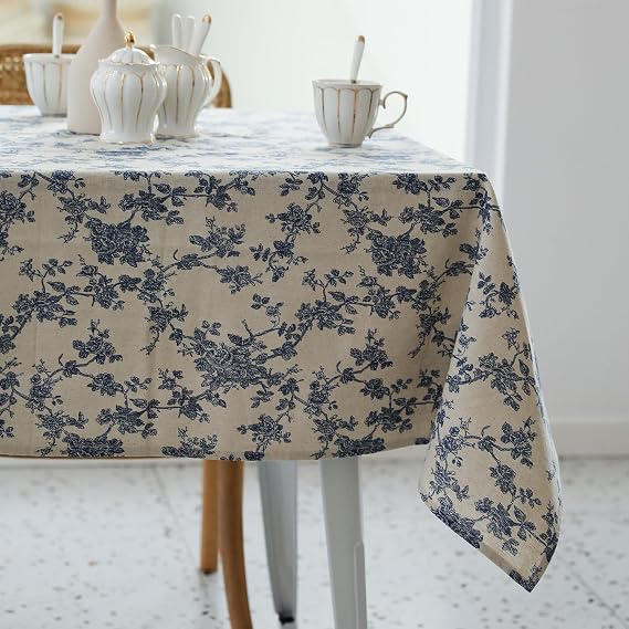 YiHomer Pastoral Rectangle Table Cloth 100% Polyester Fabric 60 x 102 Inch