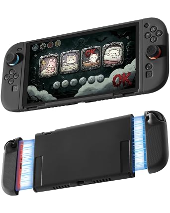 JEMDO Textured Grip Protective Case Compatible with Nintendo Switch 2 (2025) Only Black Matte Shockproof TPU Shell with Anti-Slip Handles, Ergonomic & Comfort Slim Back Cover