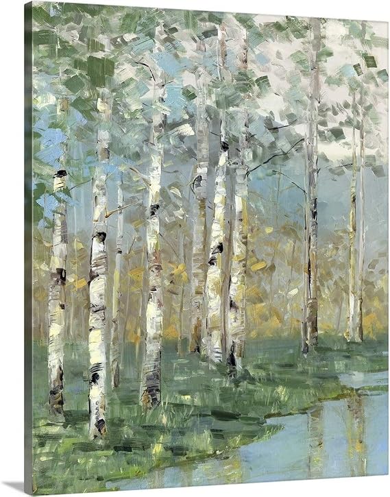 GREATBIGCANVAS Birch Reflections I Canvas Wall Art Print, Tree Home Decor Artwork, 16"x20"