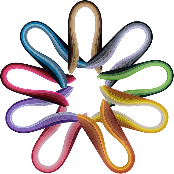 Paper Quilling Strips, 3/8 x 15.4 in (10mm x 39cm), 900 Pieces, 36 Colors