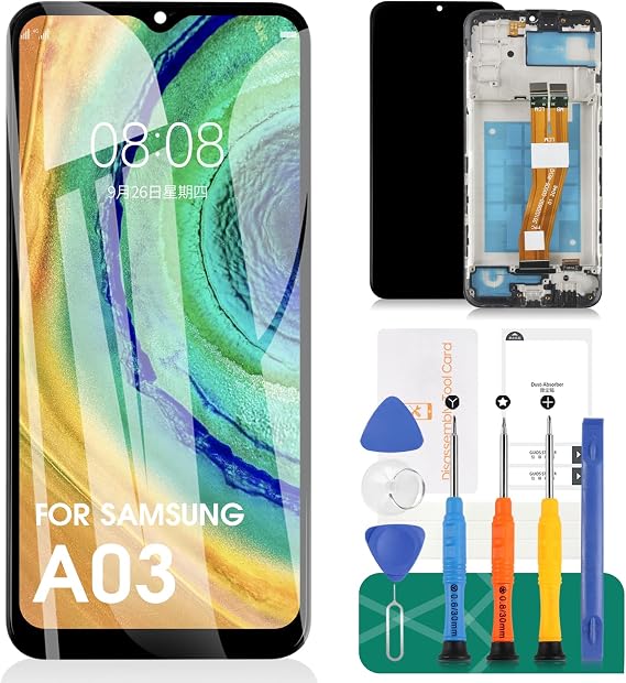 for Samsung Galaxy A03 Screen Replacement for Samsung A03 LCD Display Kits for SM-A035F SM-A035M Digitizer Touch Screen Assembly Replacement with Frame(Not fit for sub Model SM-A035G)
