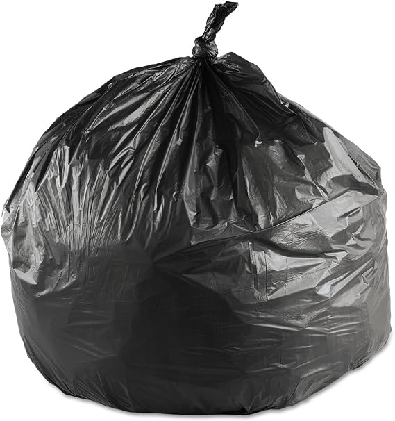 High-Density Can Liner, 24 x 24, 10-Gallon, 6 Micron, Black, 50/Roll, Sold as 1 Carton, 1000 Each per Carton