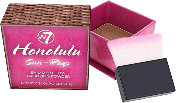 W7 Honolulu Sun-Rays Bronzing Powder - Pressed Powder Shimmer Bronzer - Contouring & Highlighting Vegan Makeup