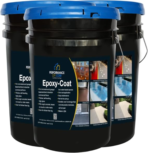 PerformanceDIY Good Kit 15 Gallon Epoxy Floor Coating-Dark Gray Base with Blue Blend 1/4" flakes-Light Flake Coverage,Covers 2,500 sq.ft.-for Garage,Basement,Patio,Commercial Floors,Concrete-Non-Toxic