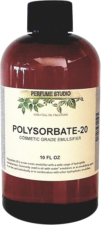 Perfume Studio Polysorbate 20 Cosmetic Grade Emulsifier Used to Bond Oil and Water Mixtures for DIY and Professional Personal Care Cosmetics Products; 10oz