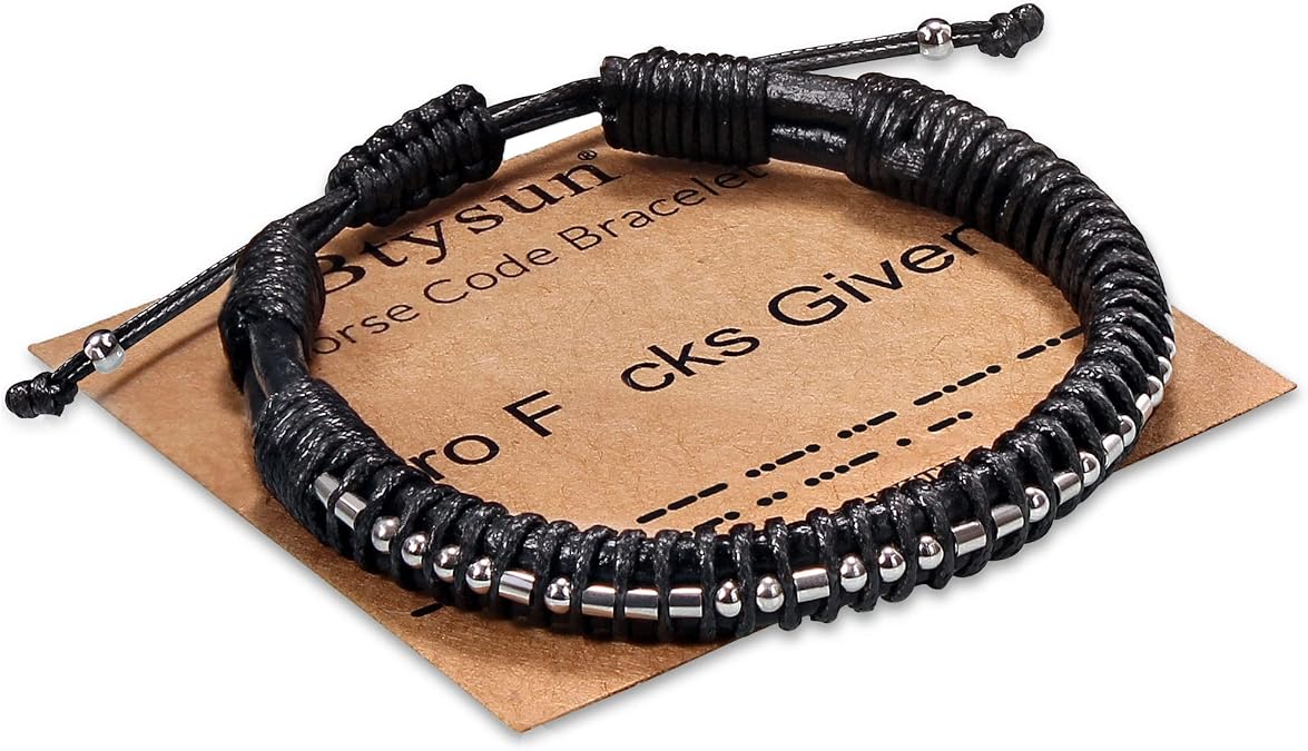 Btysun Fathers Day Gift, Gifts for Men Morse Code Bracelets for Men 2026 Graduation Gifts Mens Bracelet for Him Boyfriend Husband Leather Bracelet Motivational Birthday Jewelry Stocking Stuffers