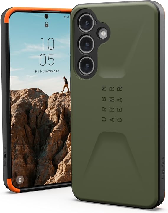 URBAN ARMOR GEAR UAG Designed for Samsung Galaxy S24 Case 6.2" Civilian Olive Drab, Rugged Military Drop-Proof Impact Resistant Non-Slip Protective Cover