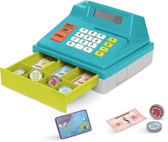 Battat Calculating Cash Register Toy with Play Money, Credit Card, Playset