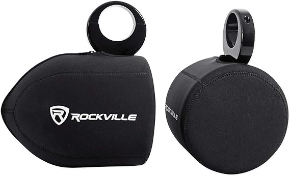 Rockville RWBC80 Neoprene Covers for 8" Wakeboard Tower Speaker Pair | Water/Moisture Protection, Durable Stitching, Strong Zipper, Snug Fit, Fits 7.8"-8.25" Diameter, 9.6"-10" Height, Marine Use