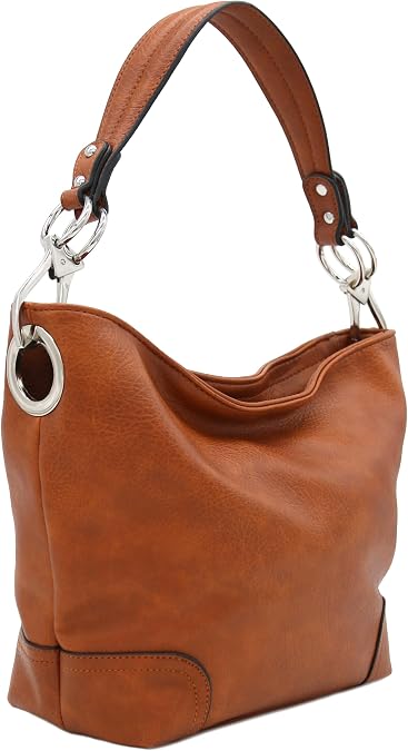 Hobo Shoulder Bag with Big Snap Hook Hardware