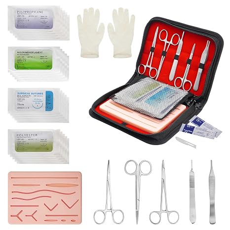 Suture Practice Pad, Complete Suture Practice Kit,24 Seam Thread for Students Suture Practice Kit- Educational Use Only
