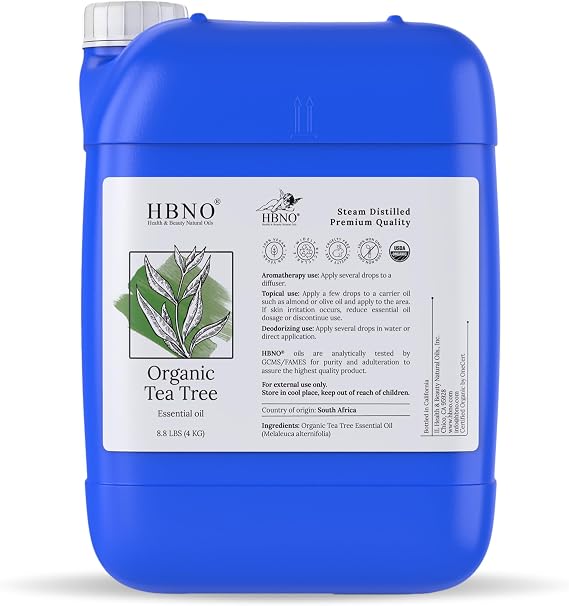 HBNO Organic Tea Tree Oil - 8.8 lbs (4kg) - Ideal for Diffusers, Cleaning Agents, Deodorizers, and Flavoring Agents.