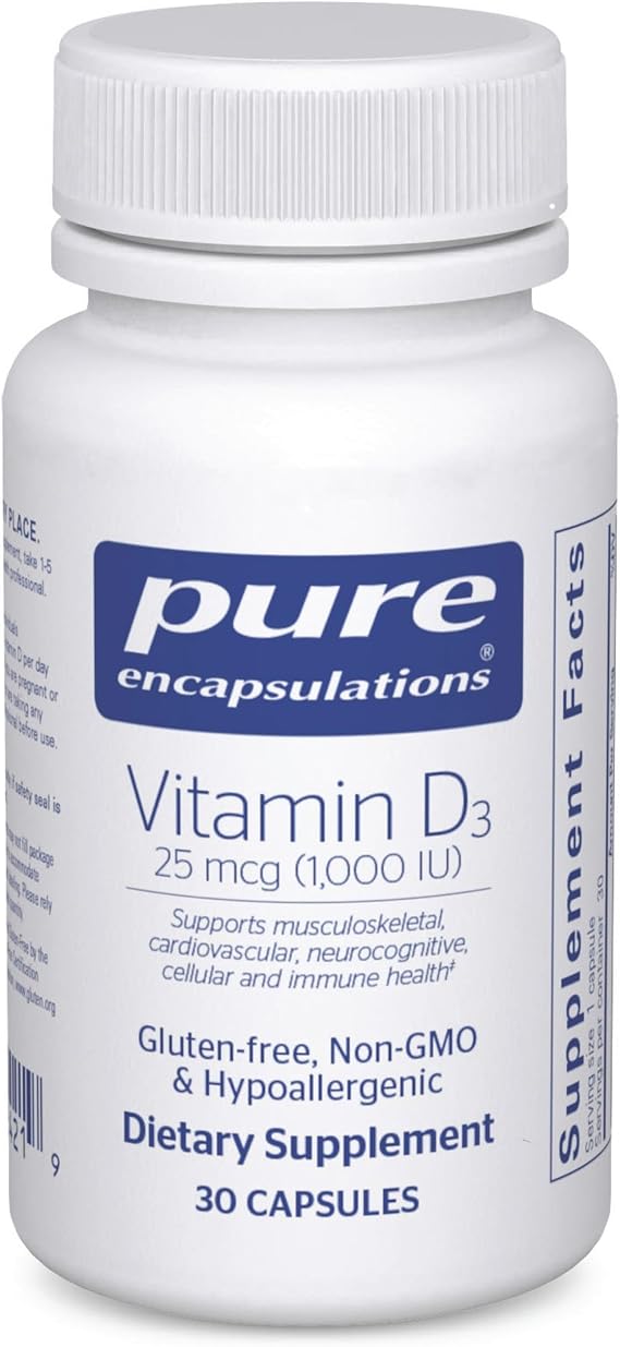 Pure Encapsulations Vitamin D3 25 mcg (1,000 IU), 30 Capsules