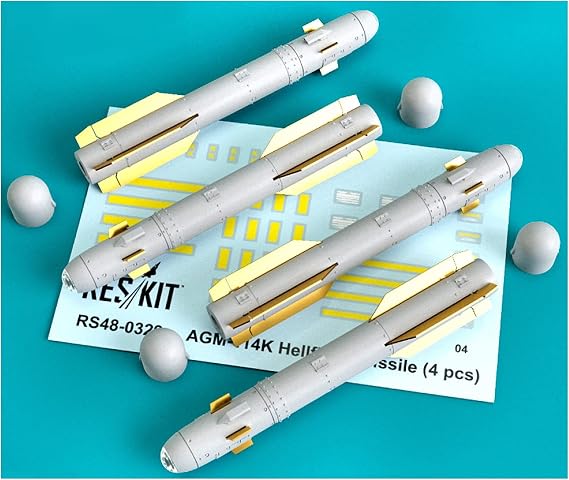 Reskit RS48-0329 - 1/48 AGM-114K Hellfire II Missiles (4 pcs) Scale Model kit