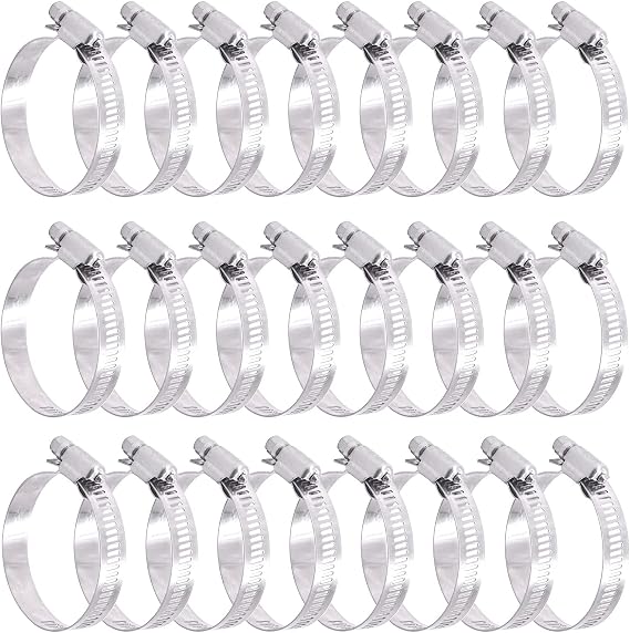 Hilitchi Stainless Steel Worm Gear Hose Clamp Adjustable Fuel Line Clamps for Plumbing, Automotive and Mechanical Application(25PCS, 33-57MM)