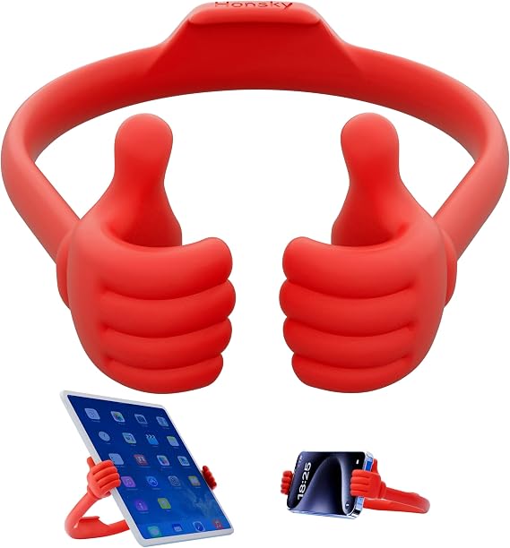 Honsky Thumbs Up Tablet Standı, Tablet Tutucu, Masa için Tablet Ekran Standları Tutucu, Tembel Tablet Standı, Çorap Stuffer Fikirleri, Evrensel Sevimli, Kırmızı