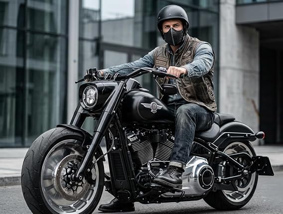 mtn Motosiklet Sürücü yüz maskesi, doğal deri,Motosiklet deri aksesuar,Harley, chopper, custom
