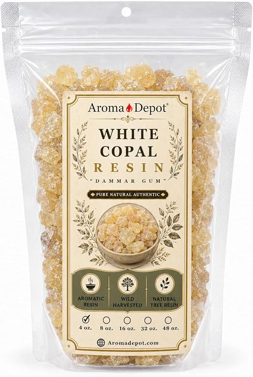 4 oz White Copal Tree Sap Known as Dammar Gum Incense I Incienso de goma de savia de arbol de Copal Blanco