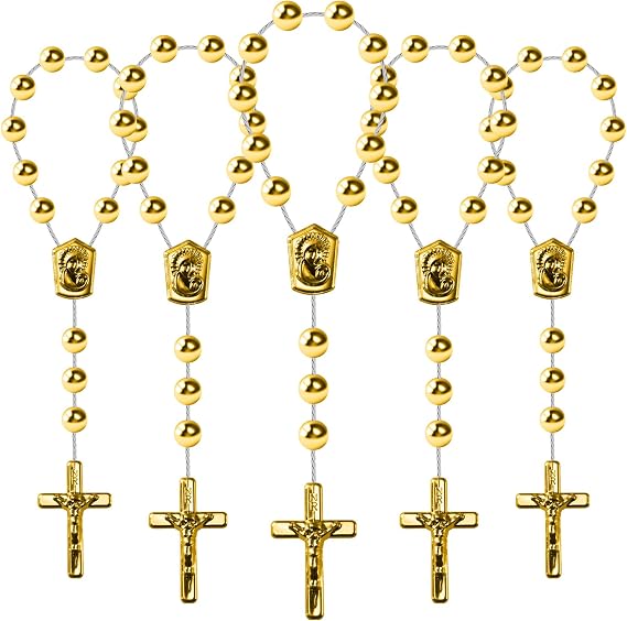 24 Pcs First Communion Favors, Gold Mini Rosaries with Angel