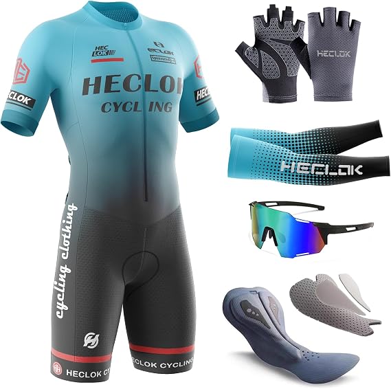 Men's Short Sleeve Road Bike Jersey Bicycle Biking Shirt Cycling Outfits,Summer One-Piece Trisuits with Zip
