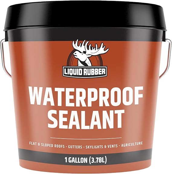 Liquid Rubber Waterproof Sealant - Roof & Gutter Coating, Black, 1 Gallon | DIY Leak Repair Coating, Flexible Elastomeric Waterproofing Membrane for Flat & Low-Slope Roofs, Gutters, Concrete, Plywood