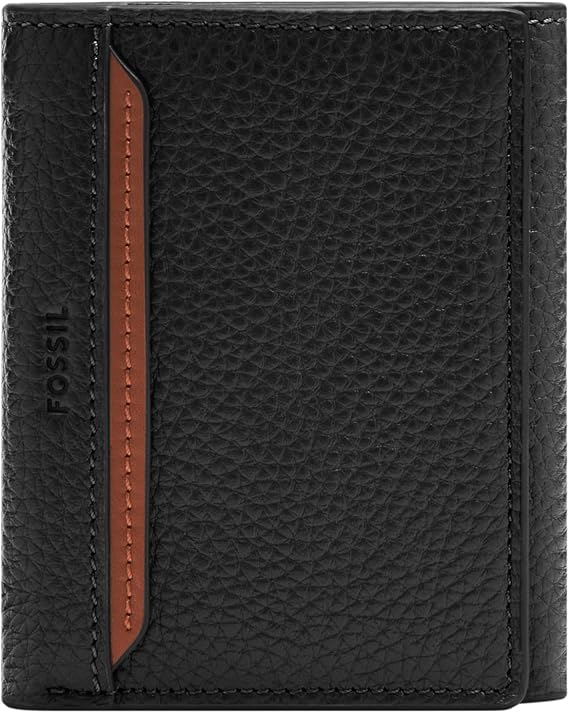Fossil Men's Wallet, Huntington Leather Trifold Wallet for Men, Black