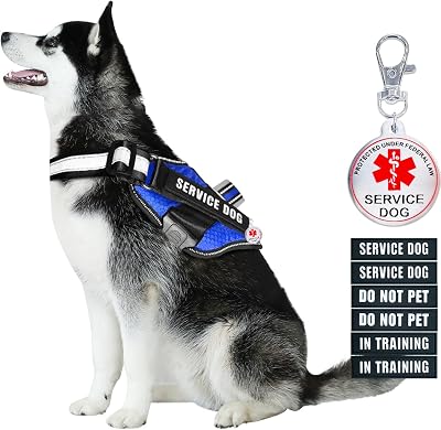 Service Dog VestService Dog Tag6 Patches, Bestalk Lightweight in Training Dog Harness, Reflective Do Not Pet Dog Vests with Soft Padded Handle for Small, Medium, Large Dogs