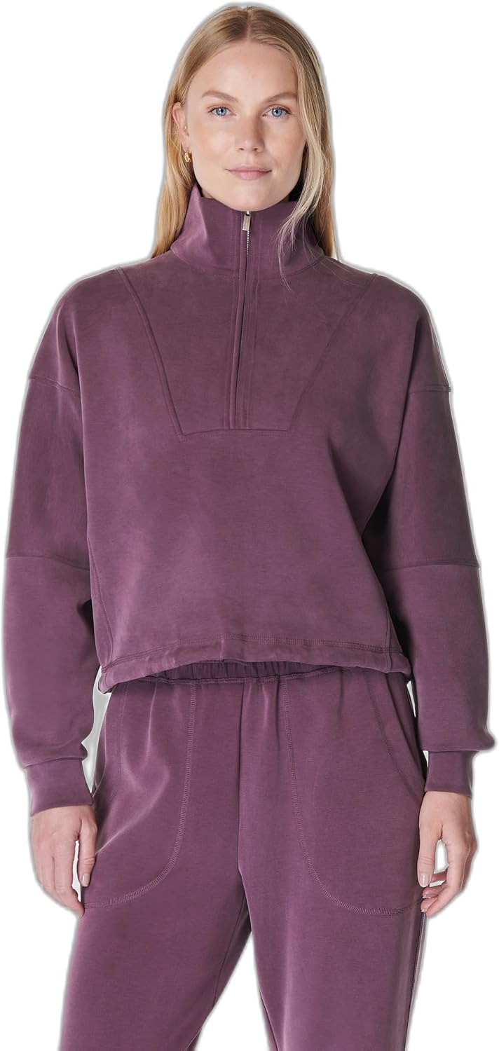 Sweaty Betty Womens Sand Wash Soft Half Zip Pullover Sweatshirt