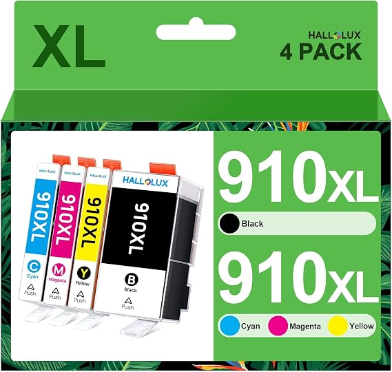 HALLOLUX 910XL Ink Cartridges for HP 910 XL Printers (4 Pack) | for HP 910XL Ink Cartridge Combo Pack Compatible for Officejet Pro 8025 8030 8035 8028 8020 8010 8015 8018 8022 Printer