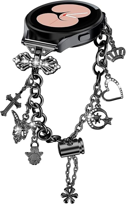 Bling Bands Compatible for Samsung Galaxy Watch 7/FE/6/5/4 40mm 44mm, 5 Pro, Watch 6/4 Classic 43mm 47mm 42mm 46mm, 20mm Metal Diamond Jewelry Strap, Charms Adjustable Bracelet for Women