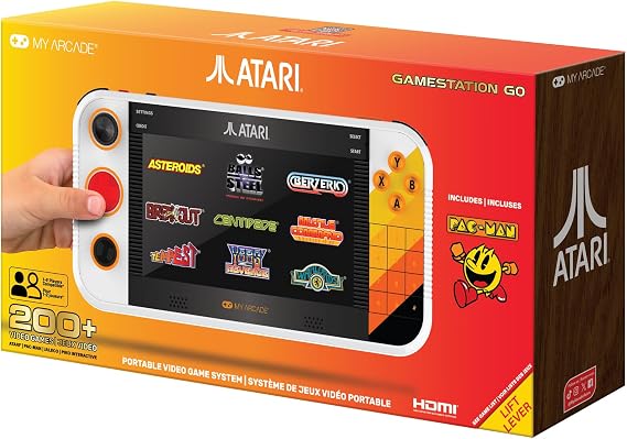 My Arcade Atari Gamestation Go: 200+ Preloaded Retro Games, Includes PACMAN | Rechargeable Battery, Wi-Fi, Smartglow, 7 Inch Display, Atari 2600, Connects to TV via HDMI