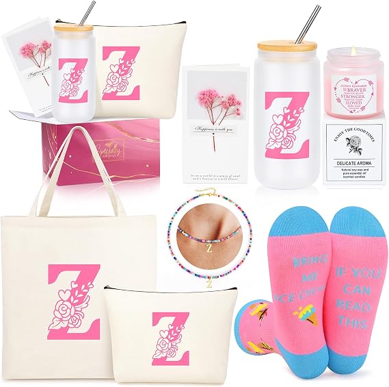 Teen Girl Gifts Trendy Stuff, Easter Birthday Gifts for Teen Girls Personalized Monogrammed Pink Gifts for Women Initial Z Christmas Valentines Day Ideas Present