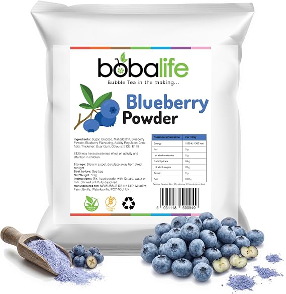 Bobalife Blueberry Bubble Tea Milk Powder 1kg – Taiwanese Milk Tea Powder Mix for Bubble Tea, Iced Milk Tea, Smoothies & Dessert Drinks – Vegan & Gluten Free