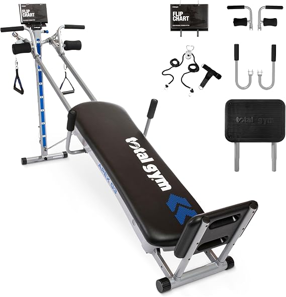 TOTAL GYM APEX G3, Slim-Frame Incline Bodyweight Training Home Exercise Machine, w/ 8 Levels of Resistance, Squat Stand, Basic Accessory Set