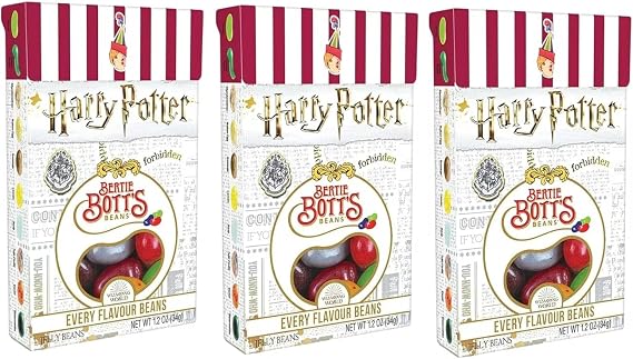 Harry Potter Bertie Bott's Every Flavour Beans 3 Pack Sweets | 3 packs of Bertie Bott's Every Flavour Beans with assorted flavours for sharing, parties and wizard-inspired fun.