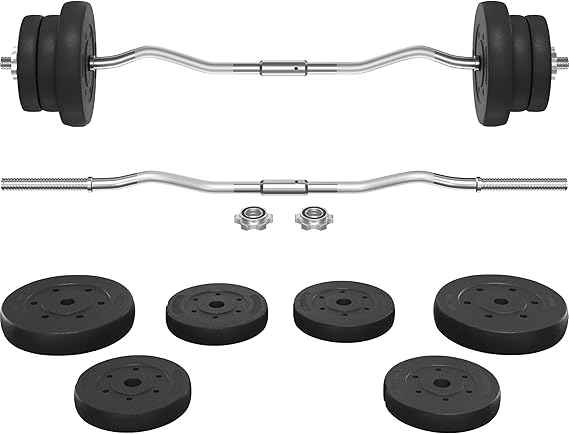 Yaheetech 30KG/25KG/20KG Adjustable Barbell Weight Set Strength Training