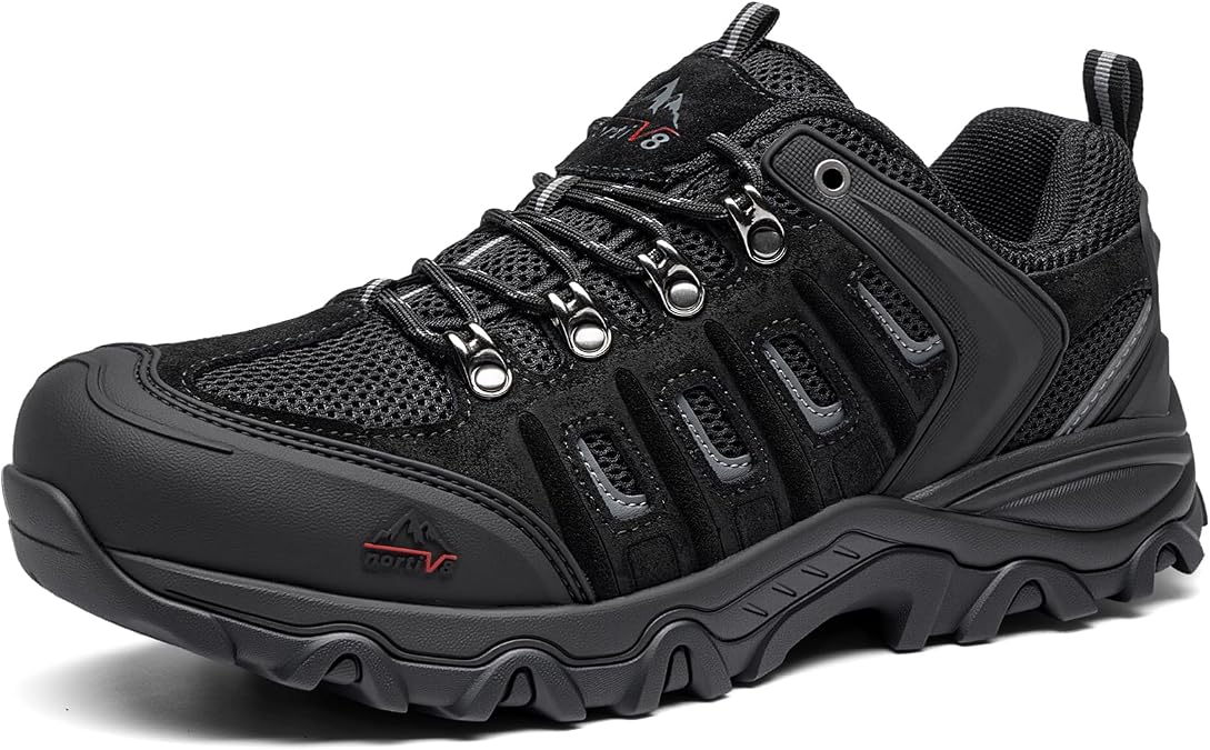 NORTIV 8 Men's Waterproof Hiking Shoes Leather | Low-Top Hiking Shoes for Outdoor Trailing Trekking Camping Walking