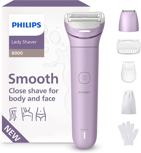 Philips Lady Shaver Series 8000 - Cordless, Wet & Dry Electric Shaver, 3-Blade Shaving System, Flexible Shaving Head, LED Light, for Legs, Body & Bikini, 100 Mins. Runtime, Model BRL149/00