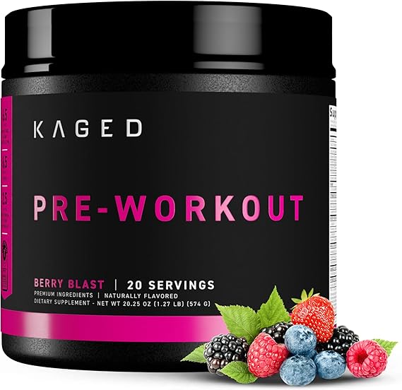 Kaged Original Pre Workout Powder | Berry Blast | Pre-Workout with Creatine, Beta Alanine, L-Citrulline, BCAAs | 274 mg Caffeine | Pre Supplements for Men & Women | 20 Servings