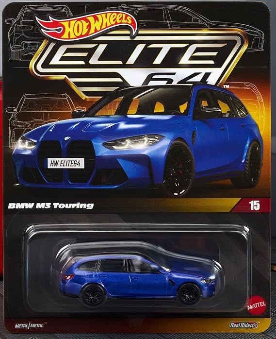 Hot Wheels Elite 64 BMW M3 Touring 1:64 Die-Cast Model with Real Riders Rubber Tires Collector-Grade Adult Collectible Car HWR93