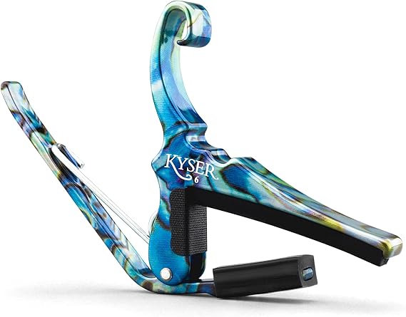 Kyser Musical Products Quick-Change Guitar Capo, KG6ABA, Abalone - For 6-String Acoustic Guitars, Made in USA, Quality, Strong, Lightweight, Quick & Easy Key Changes, Innovative, Perfect Fit