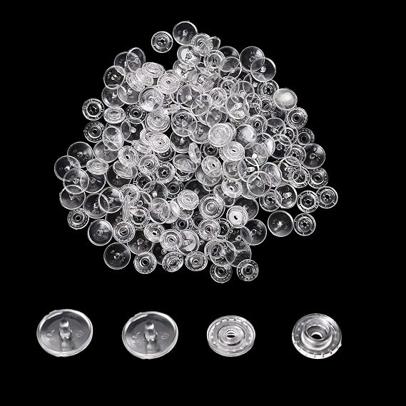 100 Sets Plastic Snaps Buttons,Size 20 T5 Resin Snaps Buttons Fasteners (Clear)