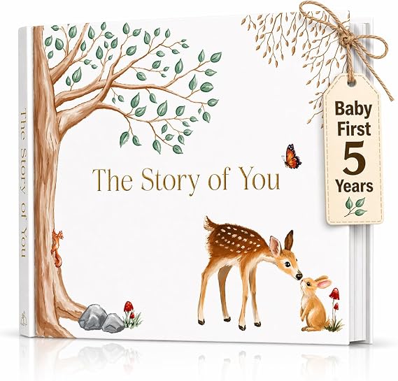Baby Memory Book for Boy or Girl - First 5 Year Keepsake Album from Pregnancy to Age Five - Baby Book to Record Baby's Milestones and Photos - 1st Gender Neutral Photo Books for Newborn Babies