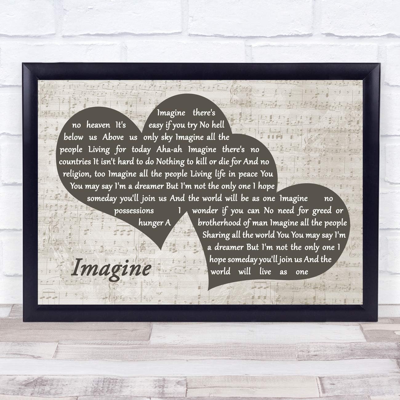 Imagine Landscape Music Script Two Hearts Song Lyric Music Art Print