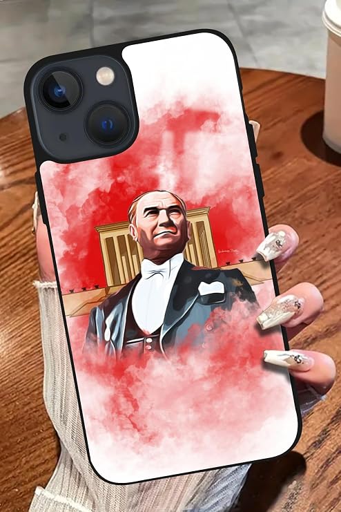 Apple iPhone 14 ile Uyumlu Cami Minare Dolunay Tasarımlı Glossy Premium Kılıf, Silikon, Siyah AppleiPhone14_351