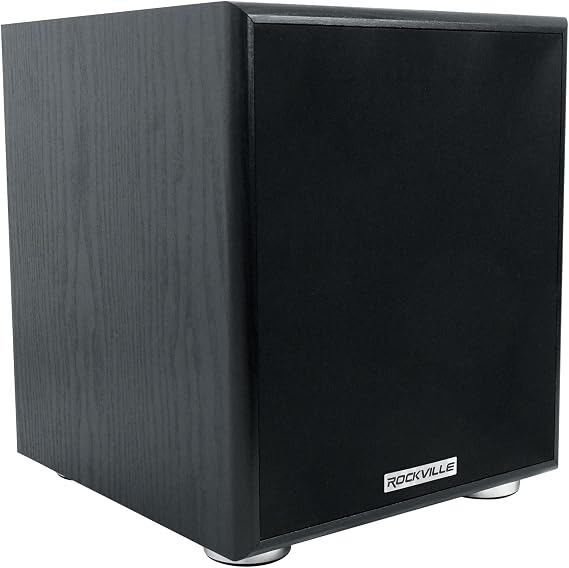 Rockville Rock Shaker 6.5 Black 200W Peak/100W RMS Powered Home Theater Subwoofer, Class-D, Adjustable Crossover, 20Hz-200Hz, Compact Design, for Movies and Music | 200W Peak, 100W RMS, Class D Amplifier, MDF Enclosure, RCA and High level inputs, RCA Output, Detachable Grill