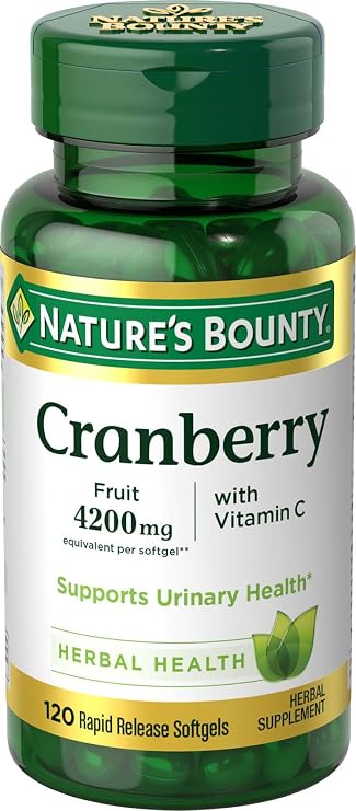 Nature's Bounty Cranberry Pills Urinary Tract, 120 Softgels | Urinary Tract Health, With Concentrate & Vitamin C
