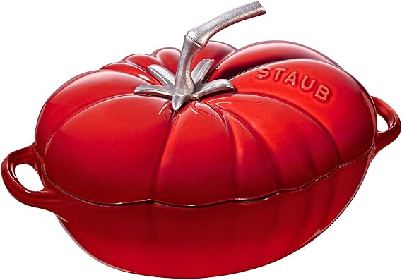 STAUB Cast Iron 3-quart Tomato Cocotte, Dutch Oven, Made in France, Cherry